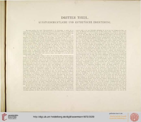 Dritter TheiL: Kunstgeschichtliche und aesthetische Eroerterung