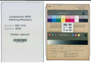 Entnazifizierung Heinrich Winkler , geb. 16.05.1897 (Werkmeister)