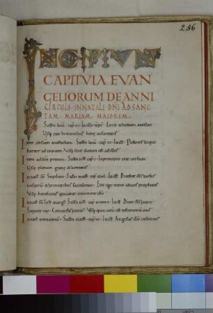 Guntbald-Evangeliar — Textseite mit Initiale, Folio fol. 256r