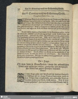 Am III. Sonntage nach der Erscheinung Christi