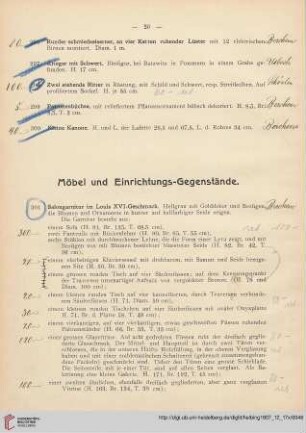 Möbel und Einrichtungs-Gegenstände (Nr.301-341)
