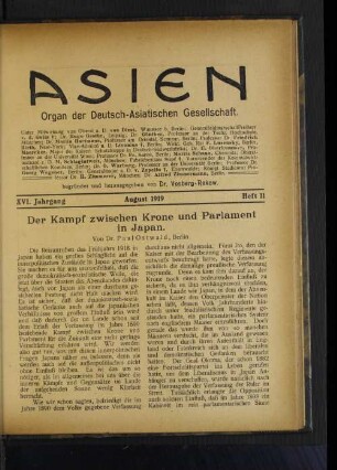 XVI Jahrgang August 1919 Heft 11