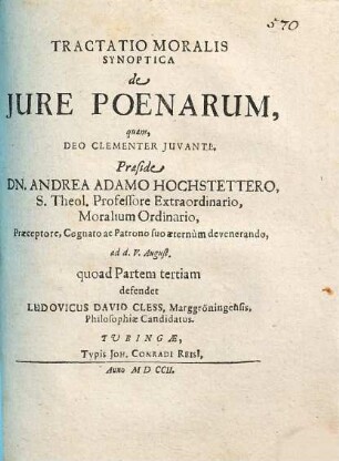 Tractatio Moralis Synoptica de Jure Poenarum, 3. Tractatio moralis synoptica de iure poenarum