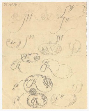 Kalligrafiestudien : Monogramme zu den Initialen M L, E H