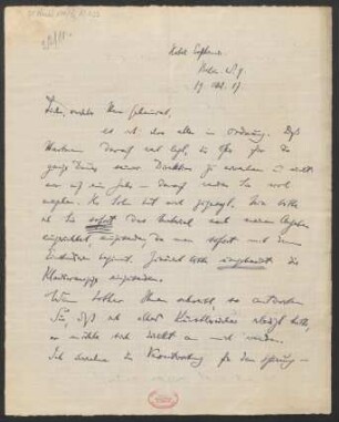 Brief an B. Schott's Söhne : 19.10.1917