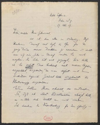 Brief an B. Schott's Söhne : 19.10.1917