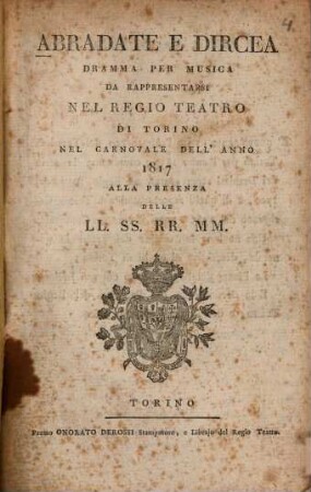 Abradate e Dircea : Dramma per musica