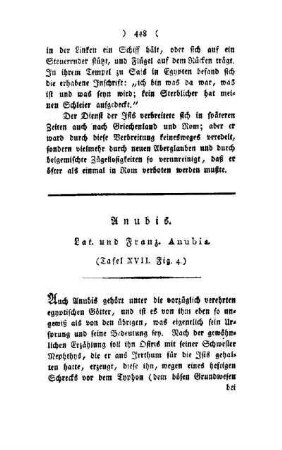 Anubis : Lat. und Franz. Anubis ; (Tafel XVII, Fig. 4)