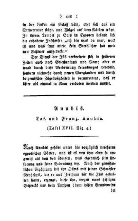 Anubis : Lat. und Franz. Anubis ; (Tafel XVII, Fig. 4)