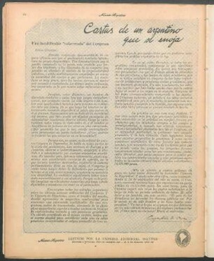 Cartas de un argentino que se enoja : Una incalificable "calaverada" del Congreso