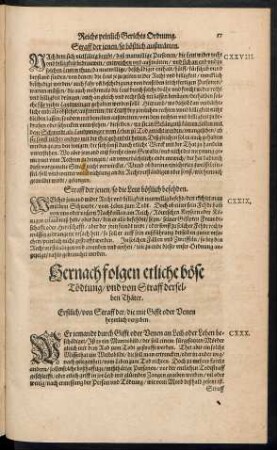 Hernach folgen etliche böse Tödtung/ und von Straff derselben Thäter.