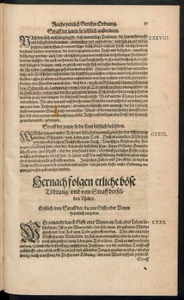 Hernach folgen etliche böse Tödtung/ und von Straff derselben Thäter.