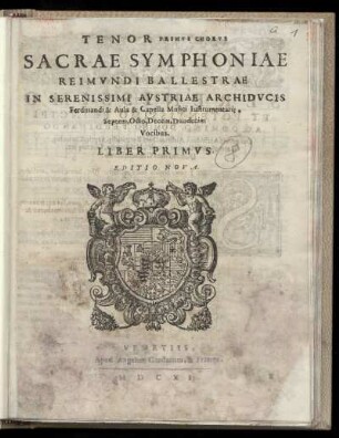 Raimondo Bal[l]estra: Sacrae symphoniae ... Liber primus. Tenor Primus Chorus