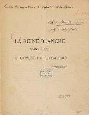 La reine Blanche, Saint-Louis et le comte de Chambord