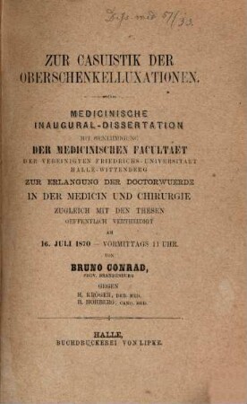 Zur Casuistik der Oberschenkelluxationen