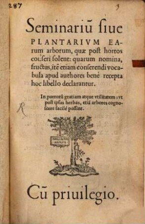 Seminarium sive plantarium earum arborum, quae post hortos conseri solent