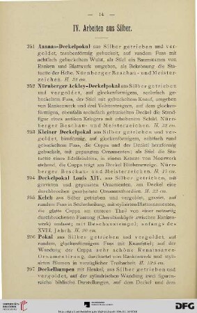 Arbeiten aus Silber (Nr. 251-308)