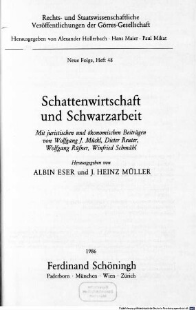 Schattenwirtschaft und Schwarzarbeit