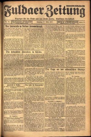 Erste Ausgabe vom Sonntag, den 27. März 1927.