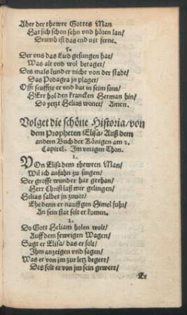 Volget die schöne Historia/ von dem Propheten Elisa ...