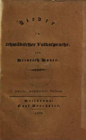 Lieder in schwäbischer Volkssprache