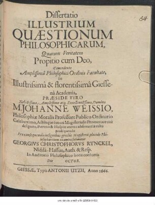 Dissertatio Illustrium Quaestionum Philosophicarum