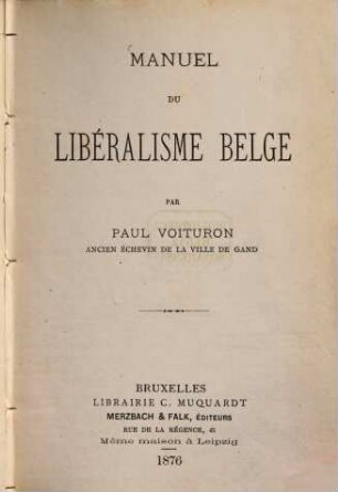 Manuel du libéralisme belge