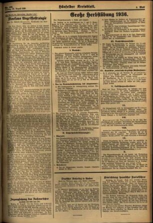 Zweite Ausgabe vom Freitag, den 28. August 1936.
