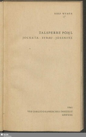 Talsperre Pöhl : Jocketa, Syrau, Jössnitz