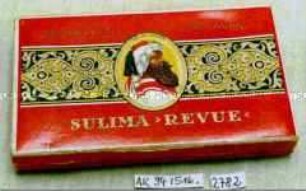 Pappschachtel für 25 Stück Zigaretten "SULIMA REVUE" (Abbildung: Kopf eines vollbärtigen rauchenden Orientalen)