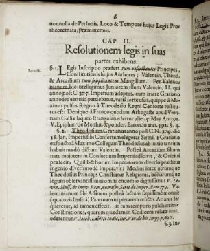 Cap. II. Resolutionem legis in suas partes exhibens.