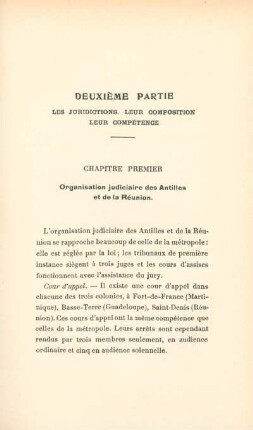 Deuxième partie. Les juridictions. Leur composition. Leur compétence