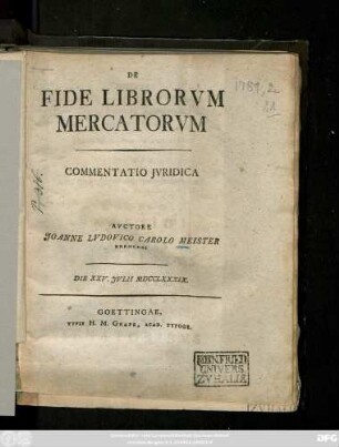De Fide Librorvm Mercatorvm : Commentatio Ivridica