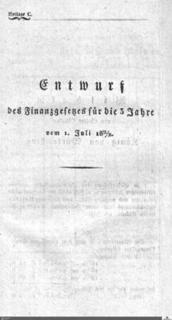 Entwurf des Finanzgesetzes für 1833-1836