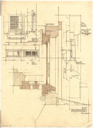 Döllgast, Hans; München - Harlaching; Wohnhaus Dir. Rausche - Kellerfenster (Ansicht; Schnitte)