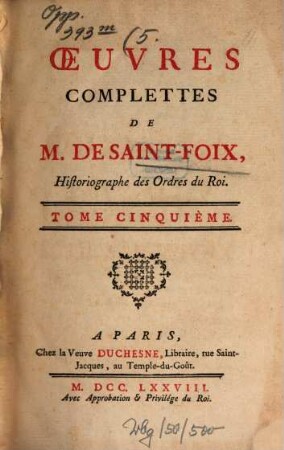 Oeuvres Complettes De M. De Saint-Foix. 5