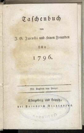 1796: Taschenbuch : für das Jahr