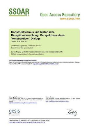 Konstruktivismus und historische Rezeptionsforschung: Perspektiven eines 'konstruktiven' Dialogs