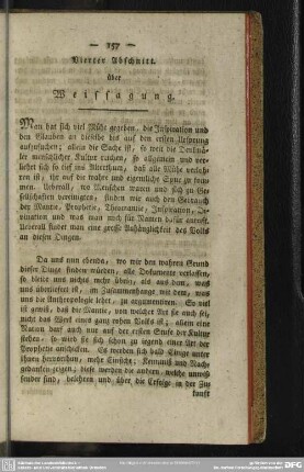 Vierter Abschnitt über Weissagung