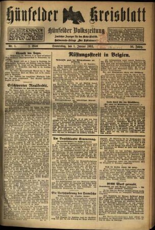 Erste Ausgabe vom Donnerstag, den 01. Januar 1931.
