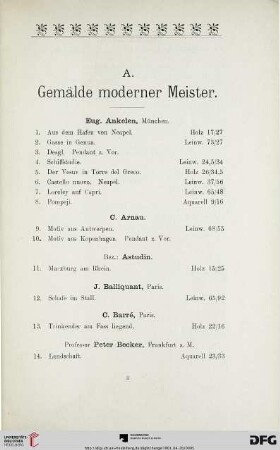 A. Gemälde moderner Meister (Nr. 1-124)
