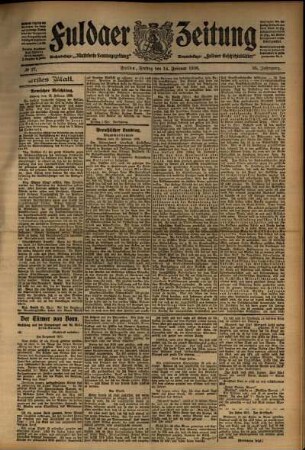 Erste Ausgabe vom Freitag, den 14. Februar 1908.