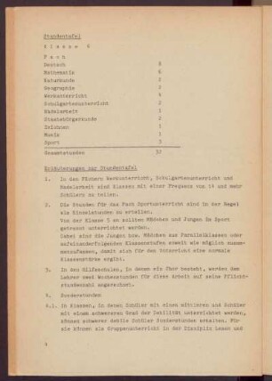 Stundentafel