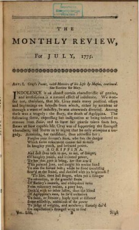 The monthly review, or, literary journal. 53. 1775
