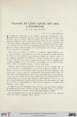 1: Esquisse de l'état actuel des arts à Strasbourg