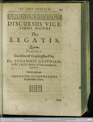 Discursus Vigesimus Nonus De Legatis