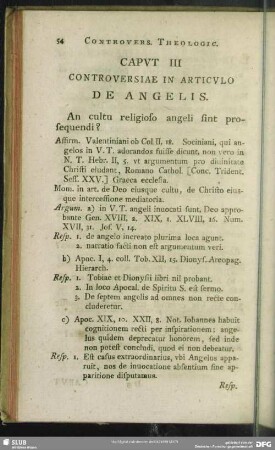 Caput III. Controversiae In Articulo De Angelis