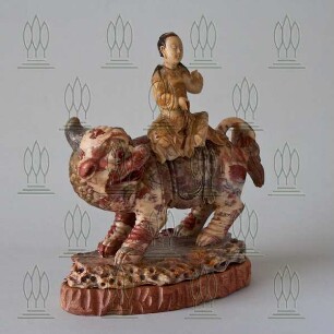 Figur des Wenshu auf dem Löwen