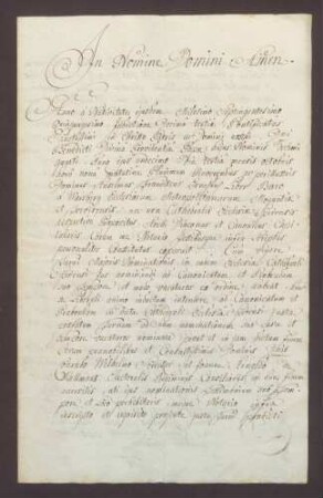 Notariatsinstrument über die Nominierung des Leopold Ludwig Marquis von Hoensbroech durch den Domherrn Anselm Franz Ernst von Warsberg.