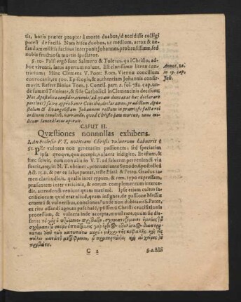 Caput II. Quaestiones nonnullas exhibens.